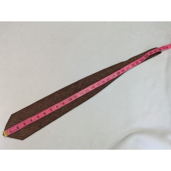 Vintage GIORGIO ARMANI 100% Silk Orange Black Striped Men's Necktie Tie Italy - Picture 4 of 10